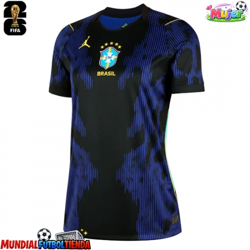 Camiseta Brasil Segunda Equipación Replica Mundial 2026 para mujer mangas cortas
